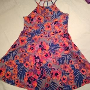 Bright tropical floral knee-length sundress